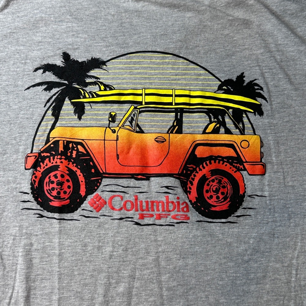 Columbia T-Shirt Mens L Gray PFG Jeep Surfboard Graphic Outdoor Short Sleeve Tee - Picture 4 of 8